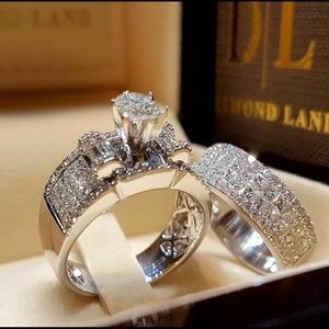 925 S Silver White Sapphire Wedding Ring Set
